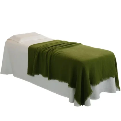 Blanket 200x150cm Bed - Breathable and Soft, Waffle Weave Blanket for Summer Spring, Olive Green,