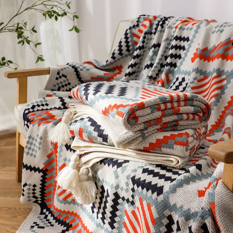 Nordic Bohemian-Style Air-Conditioned Blanket, Knitted Blanket, Office Nap Blanket, Leg-Covering Blanket